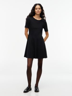 black gold-tone button boat neck slim dress for women tommy hilfiger