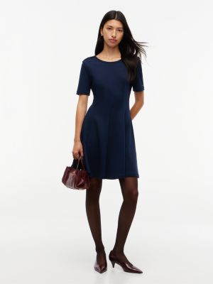 blue gold-tone button boat neck slim dress for women tommy hilfiger