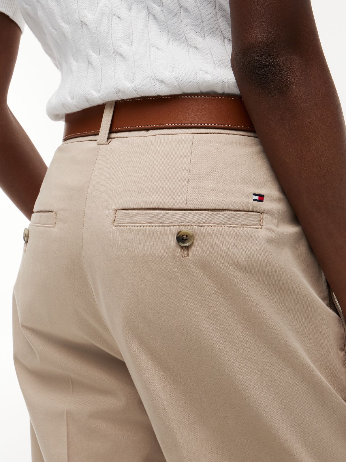 Washed Slim Straight Chinos — Beige