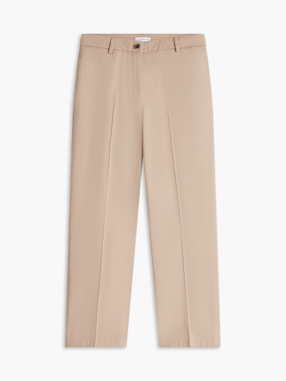Washed Slim Straight Chinos — Beige