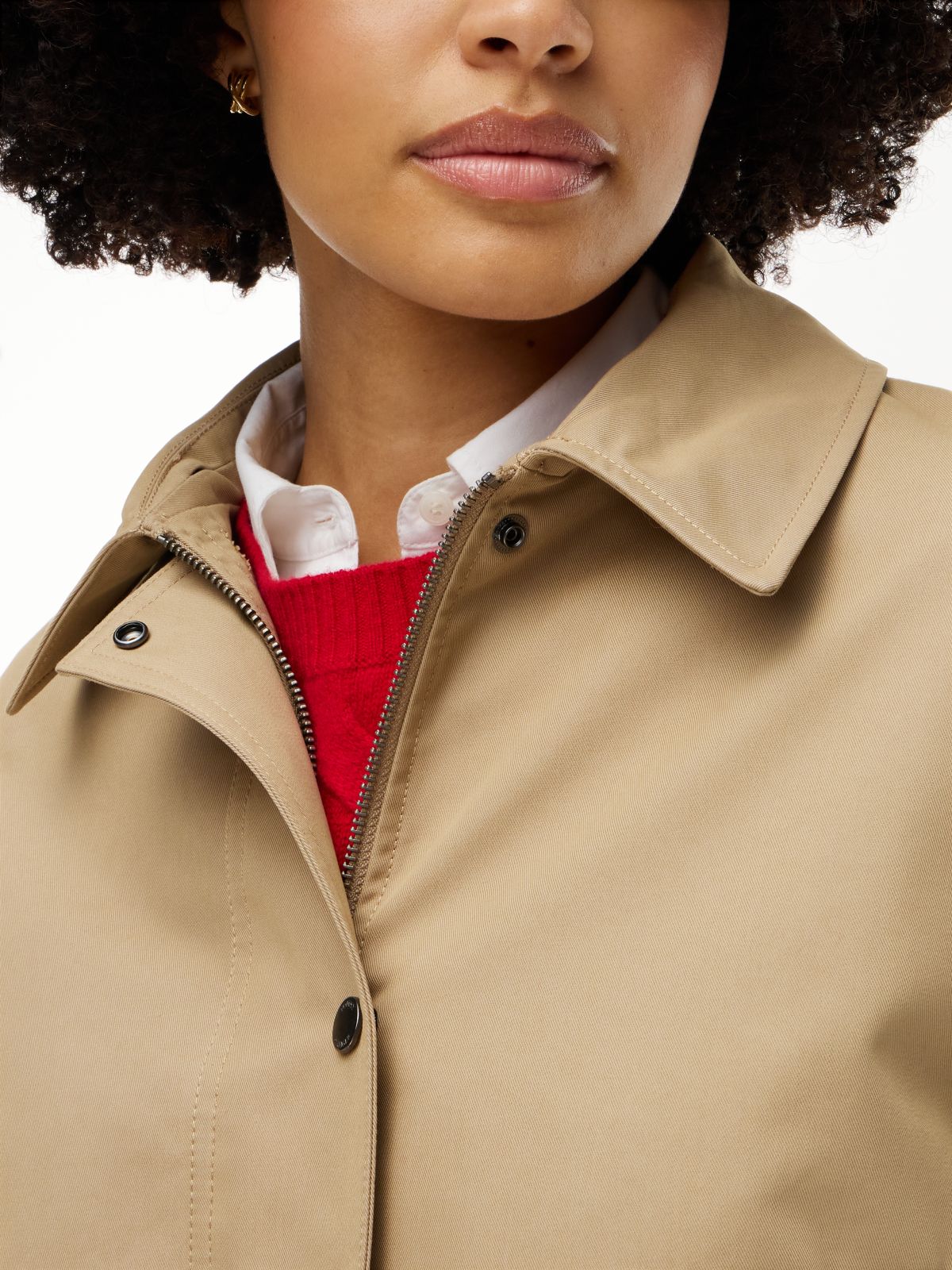 Faux Fur Collar Oversized Bomber Jacket — Beige
