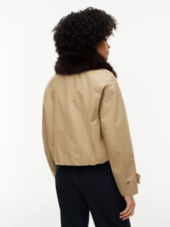 Faux Fur Collar Oversized Bomber Jacket — Beige 4