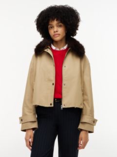 Faux Fur Collar Oversized Bomber Jacket — Beige 1