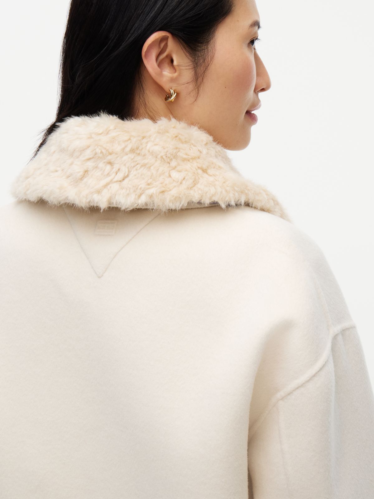 Double-Faced Wool Blend Relaxed Jacket — Beige