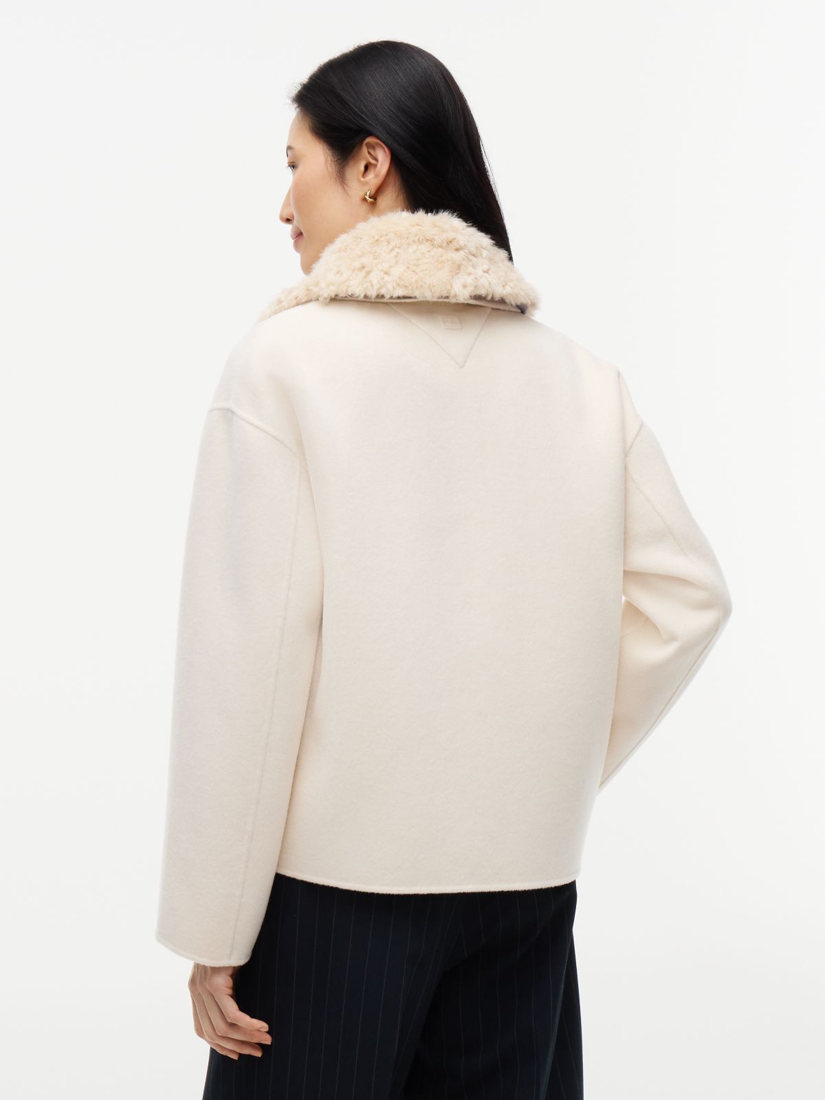 Double-Faced Wool Blend Relaxed Jacket — Beige