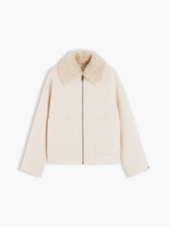 Double-Faced Wool Blend Relaxed Jacket — Beige 6