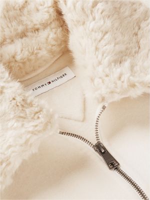 veste en laine mélangée double-face beige pour femmes tommy hilfiger