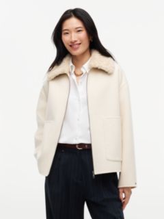 Double-Faced Wool Blend Relaxed Jacket — Beige 1