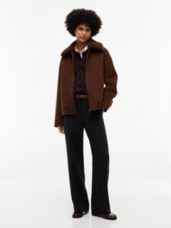 Double-Faced Wool Blend Relaxed Jacket — Brown 2