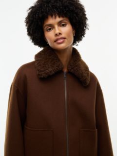 Double-Faced Wool Blend Relaxed Jacket — Brown 3