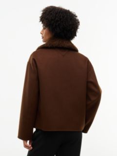 Double-Faced Wool Blend Relaxed Jacket — Brown 5