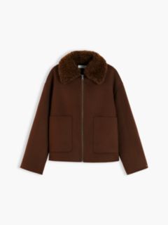 Double-Faced Wool Blend Relaxed Jacket — Brown 6