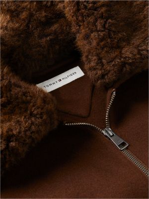 veste en laine mélangée double-face marron pour femmes tommy hilfiger