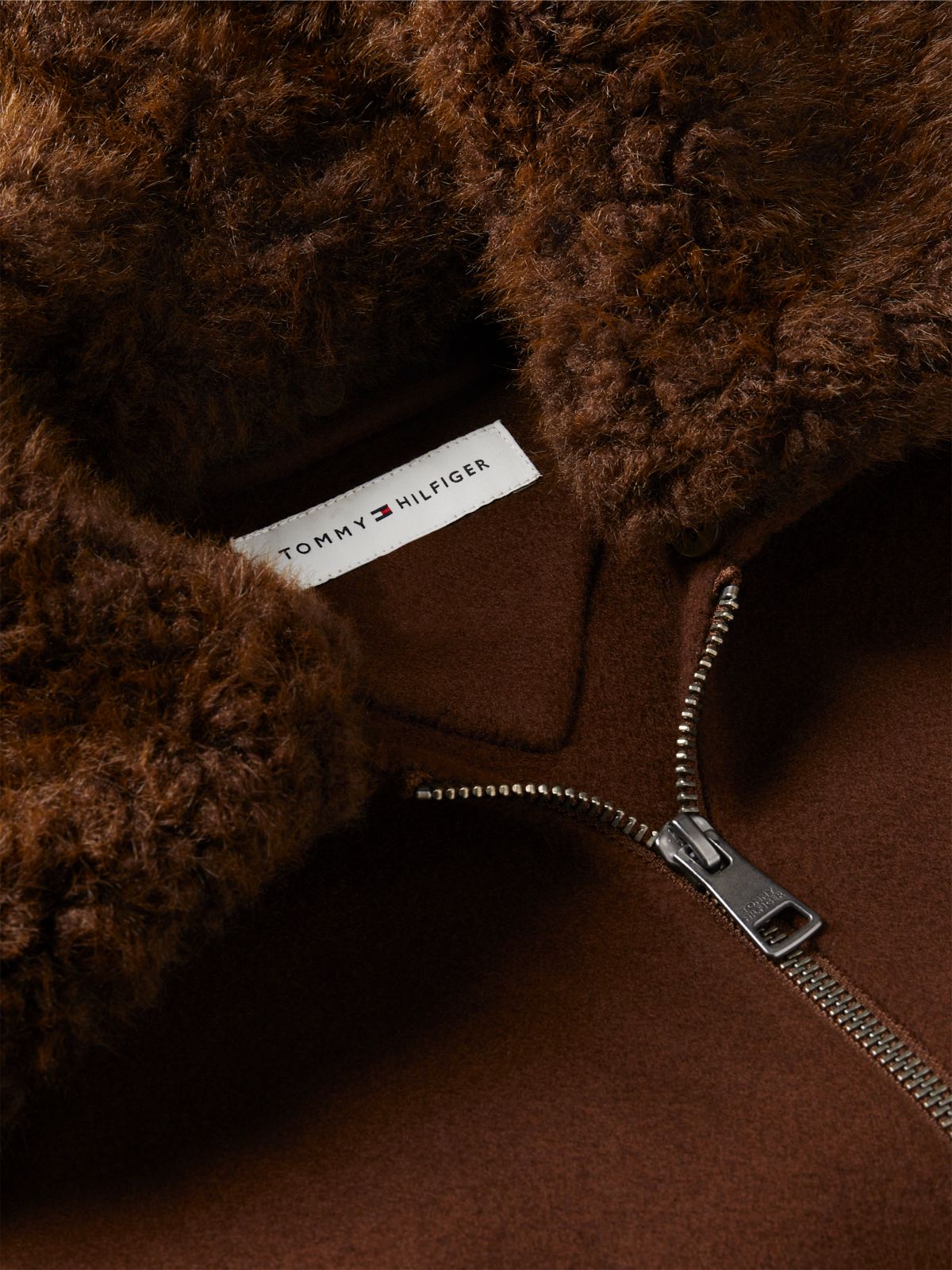 Double-Faced Wool Blend Relaxed Jacket — Brown