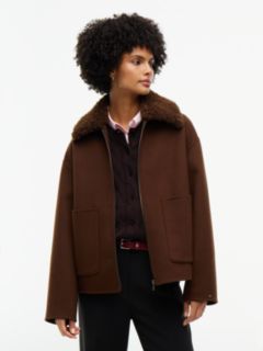 Double-Faced Wool Blend Relaxed Jacket — Brown 1