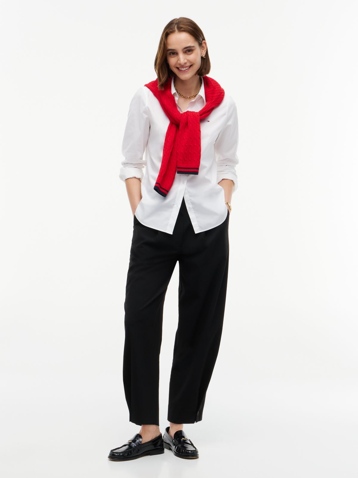 Travel Button Cuff Barrel Trousers — Black