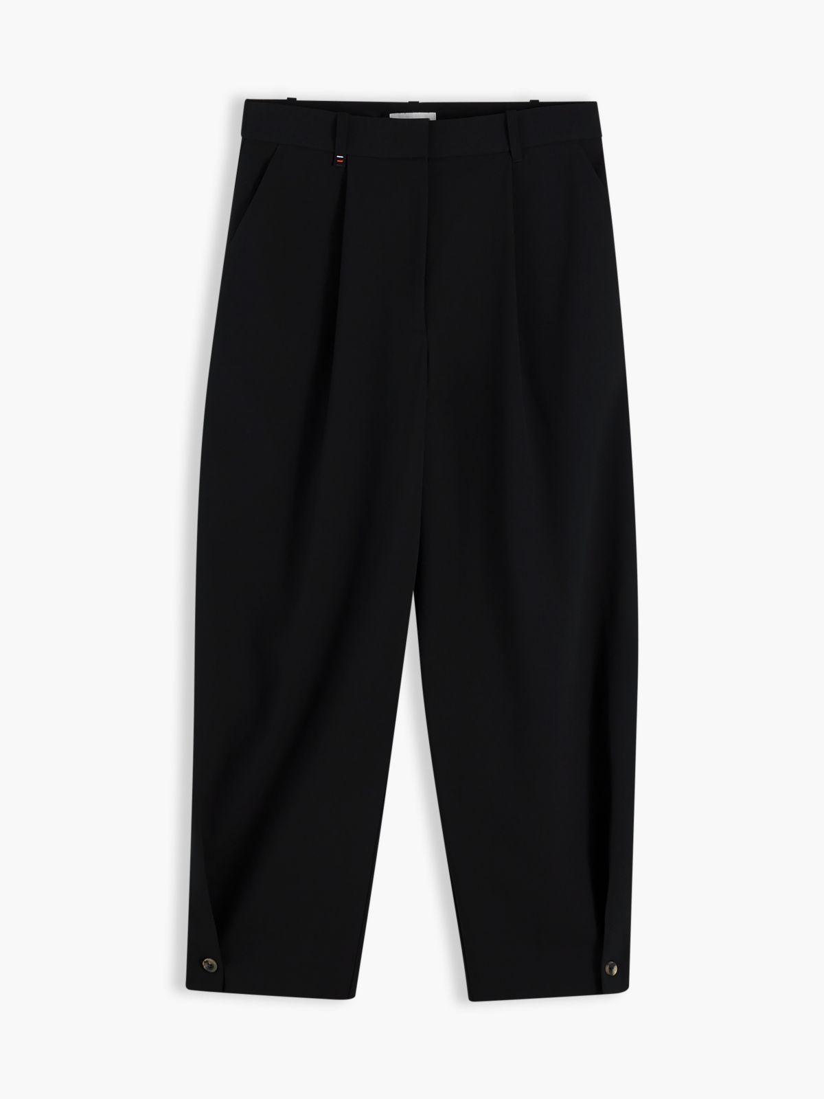 Travel Button Cuff Barrel Trousers — Black