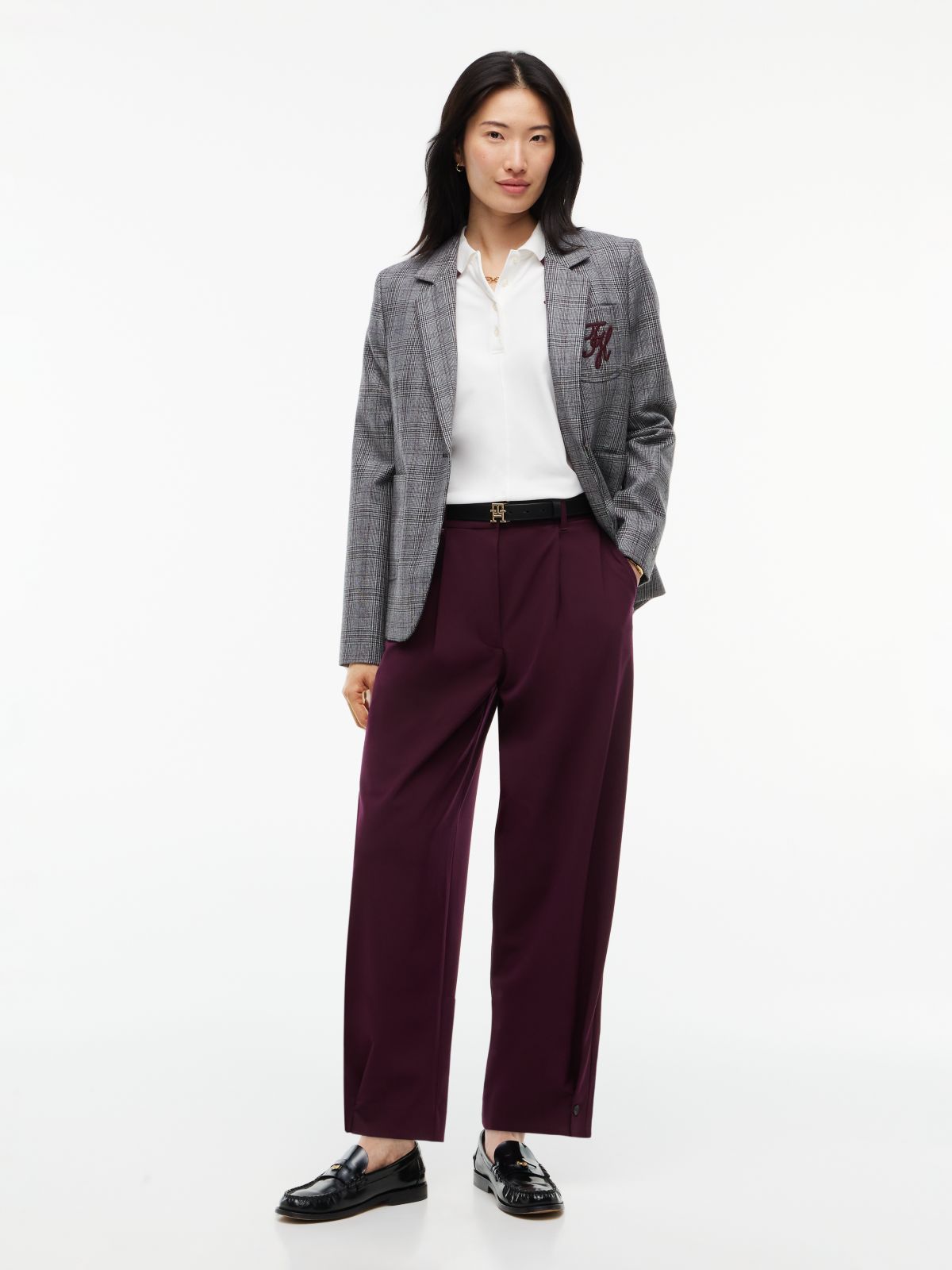 Travel Button Cuff Barrel Trousers — Red
