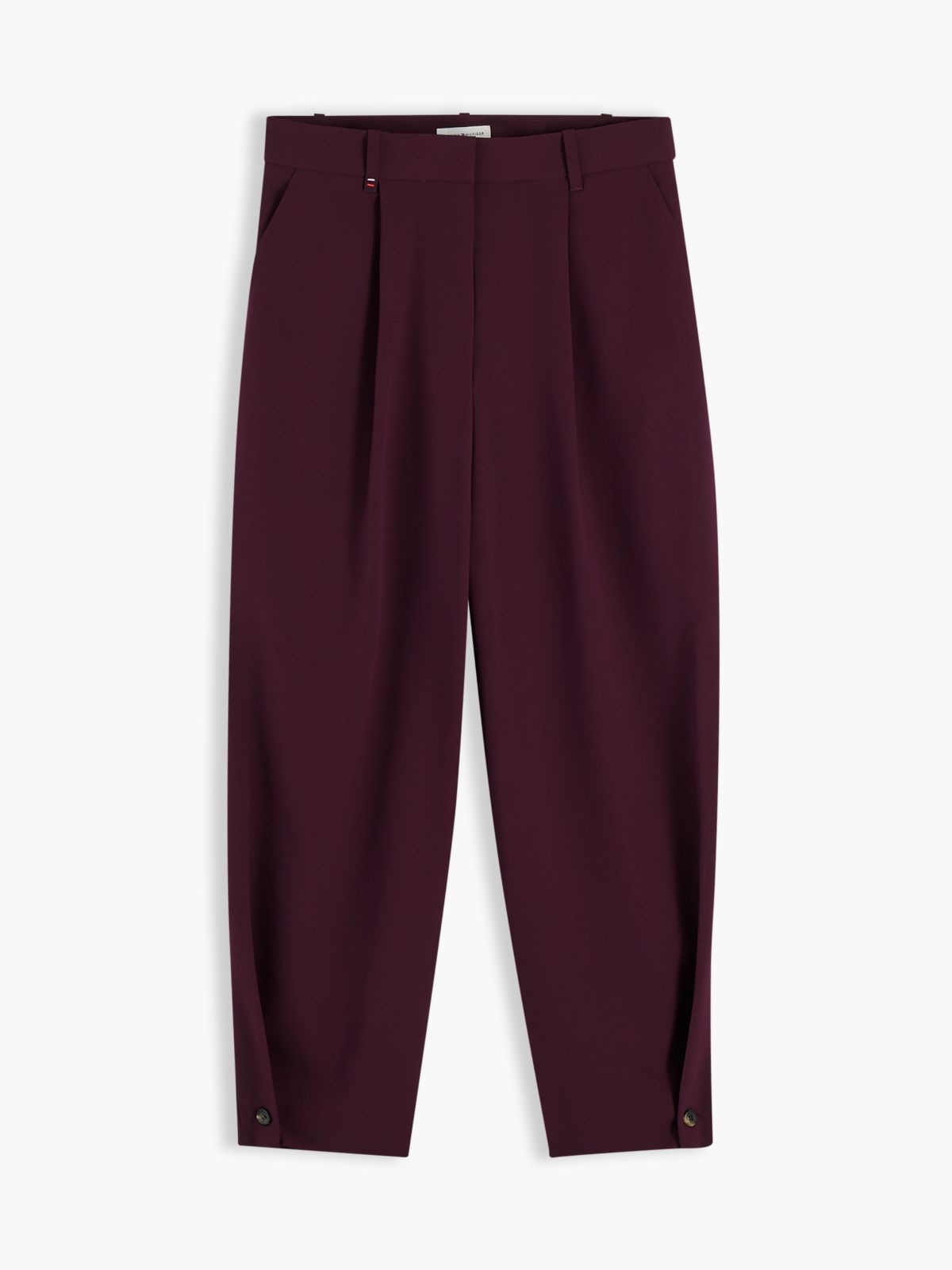 Travel Button Cuff Barrel Trousers — Red
