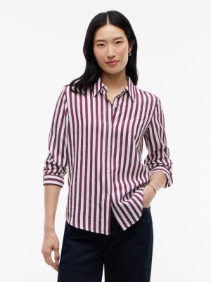 camisa de rayas de corte regular white de mujeres tommy hilfiger