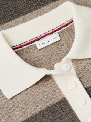 brązowy sweter rugby premium knit z czystej wełny o kroju pudełkowym dla kobiety - tommy hilfiger