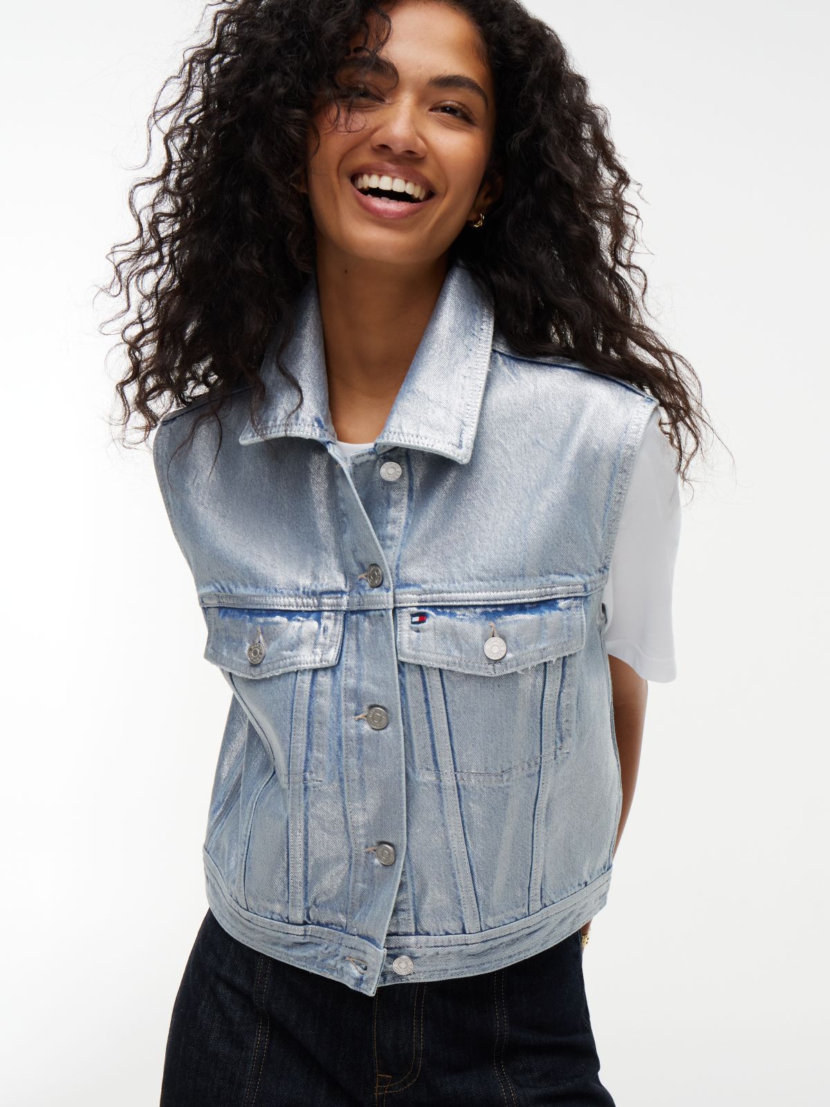 TH x Cadillac Formula 1® Team Austin Metallic Denim Vest — Blue