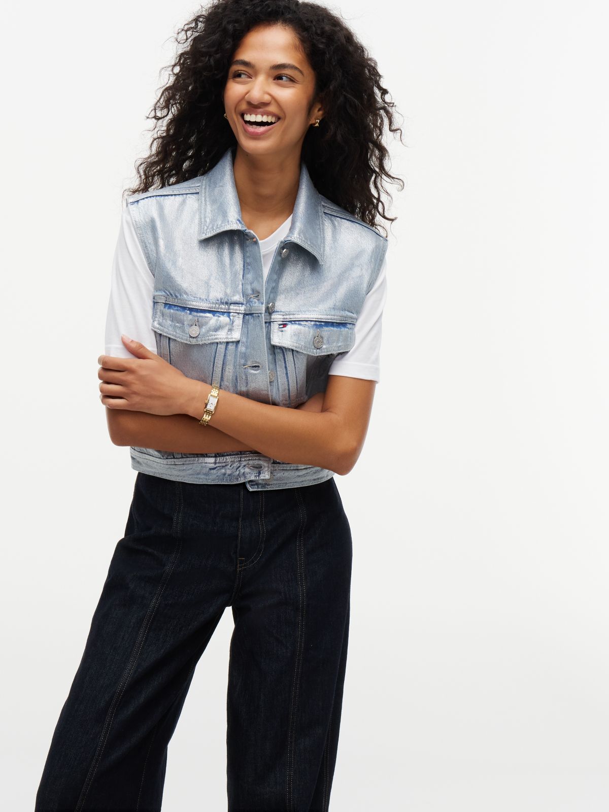 TH x Cadillac Formula 1® Team Austin Metallic Denim Vest — Blue