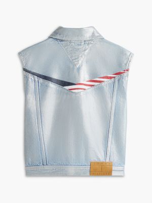 niebieski metaliczny jeansowy bezrękawnik th × cadillac formula 1® team austin dla kobiety - tommy hilfiger
