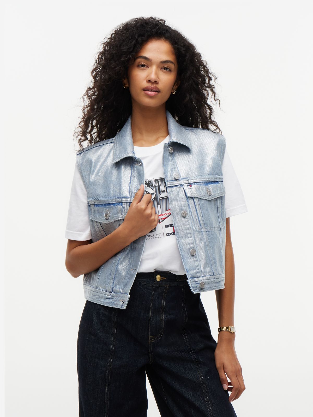TH x Cadillac Formula 1® Team Austin Metallic Denim Vest — Blue