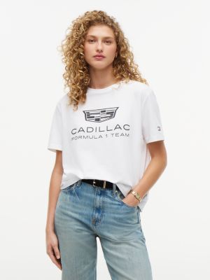 white th x cadillac formula 1® team logo t-shirt for women tommy hilfiger
