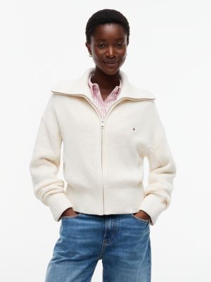 yellow cardigan stitch zip-thru jumper for women tommy hilfiger