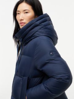 Drawstring Hooded Down Jacket — Blue 3