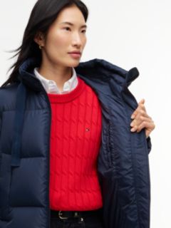 Drawstring Hooded Down Jacket — Blue 4