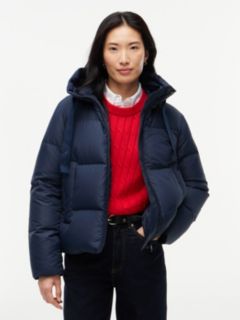 Drawstring Hooded Down Jacket — Blue 1