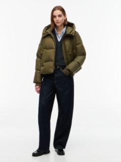 Drawstring Hooded Down Jacket — Green 2