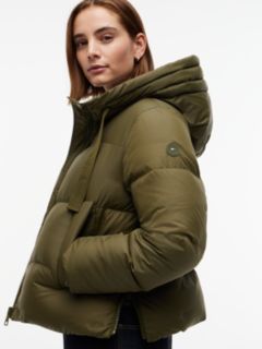 Drawstring Hooded Down Jacket — Green 4