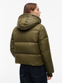 Drawstring Hooded Down Jacket — Green 5