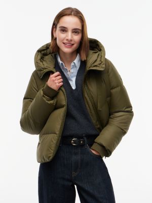 green drawstring hooded down jacket for women tommy hilfiger