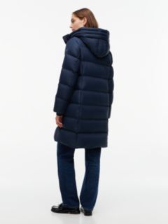 Down Drawstring Hooded Coat — Blue 4