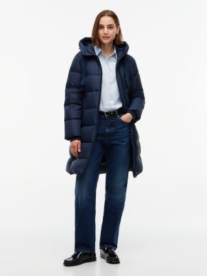 abrigo con capucha con cordón y relleno de plumón blue de mujeres tommy hilfiger