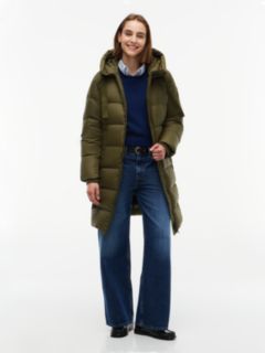 Down Drawstring Hooded Coat — Green 1