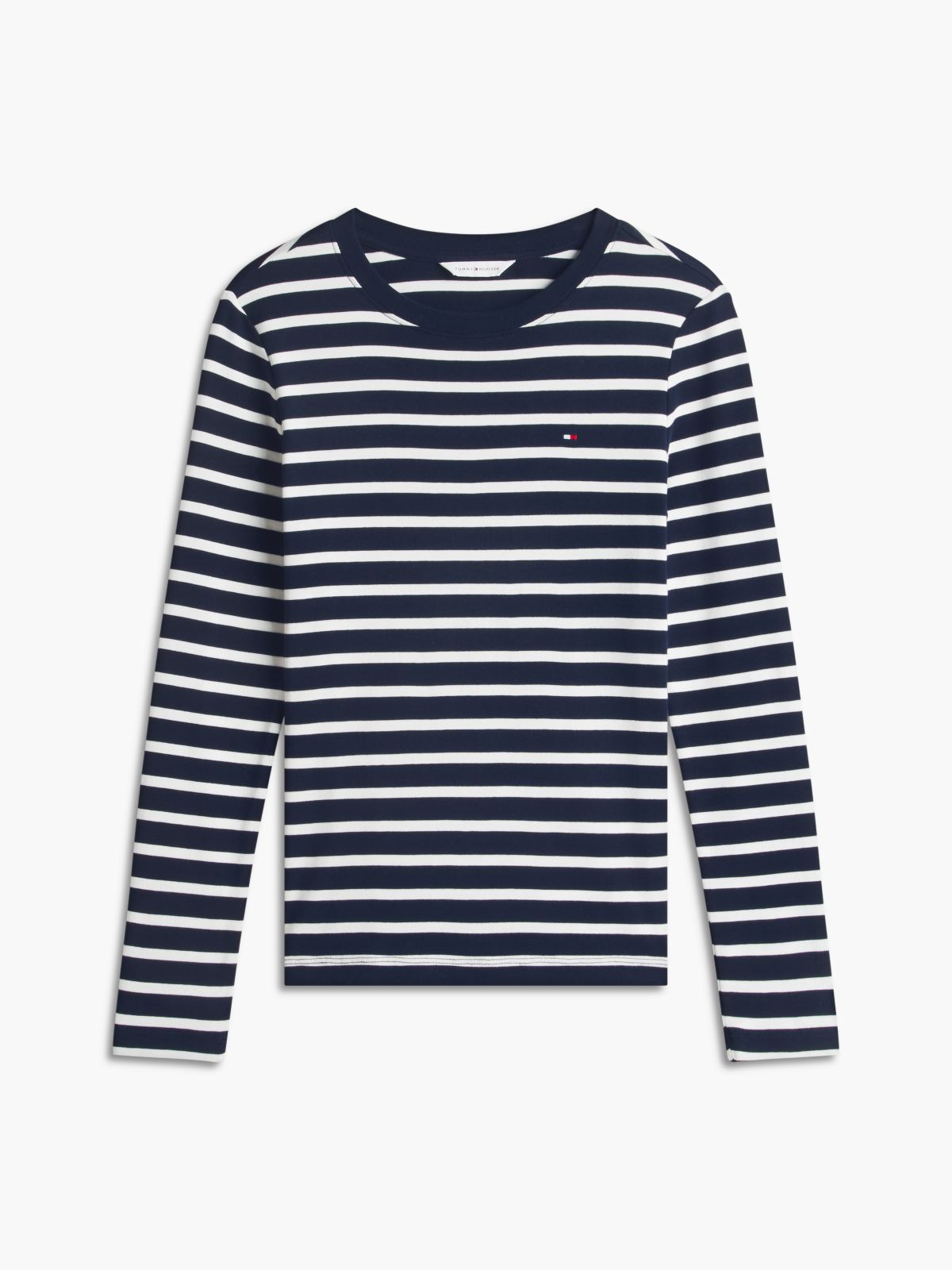 Flag Embroidery Slim Long Sleeve T-Shirt — Blue