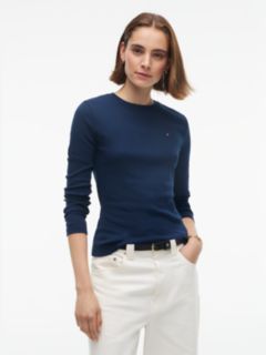 Flag Embroidery Slim Long Sleeve T-Shirt — Blue 1