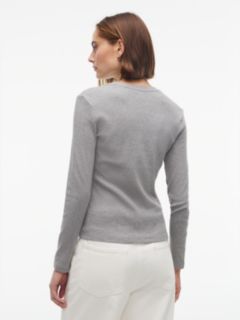 Flag Embroidery Slim Long Sleeve T-Shirt — Grey 4