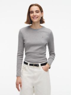 Flag Embroidery Slim Long Sleeve T-Shirt — Grey 1