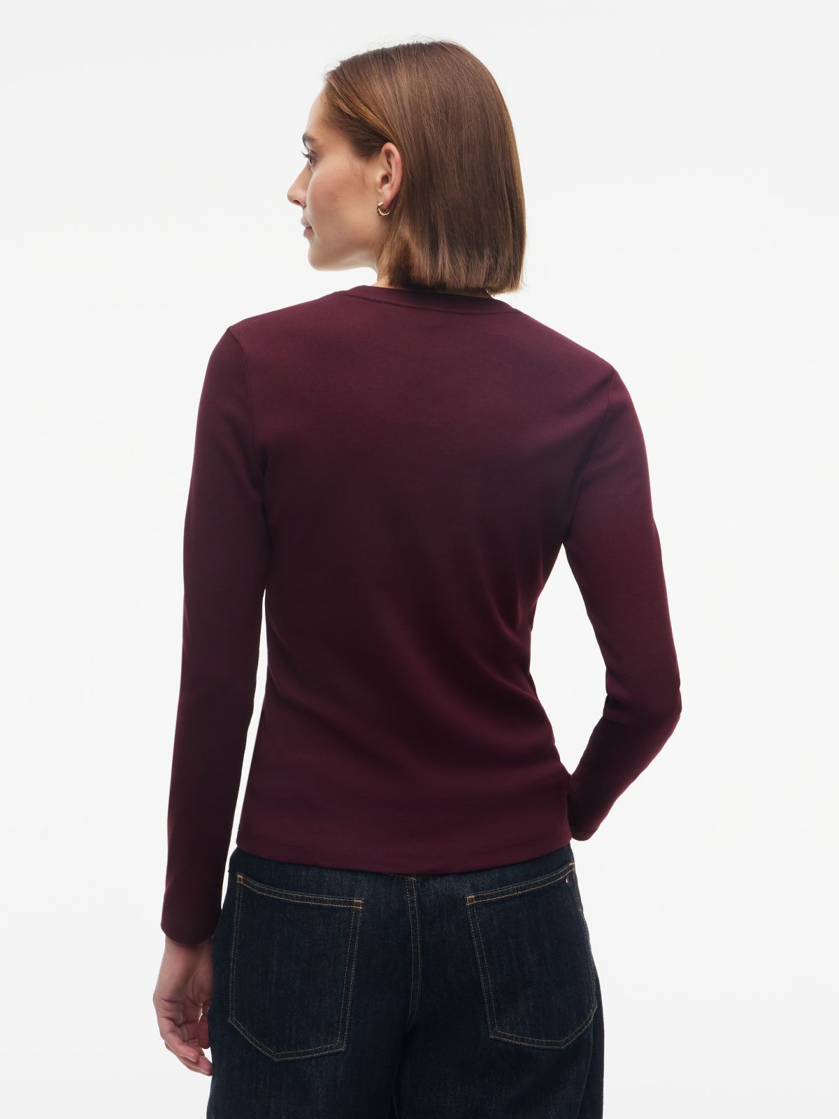 Flag Embroidery Slim Long Sleeve T-Shirt — Red