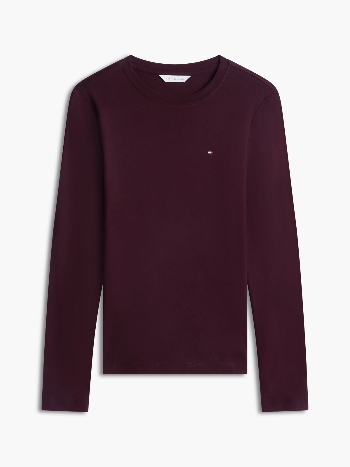 Flag Embroidery Slim Long Sleeve T-Shirt — Red