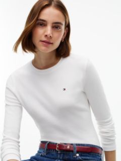 Flag Embroidery Slim Long Sleeve T-Shirt — White 3
