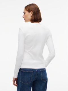 Flag Embroidery Slim Long Sleeve T-Shirt — White 4