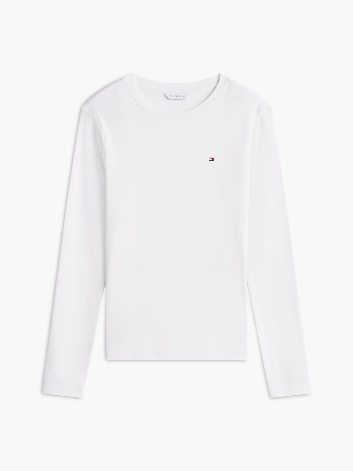 Flag Embroidery Slim Long Sleeve T-Shirt — White